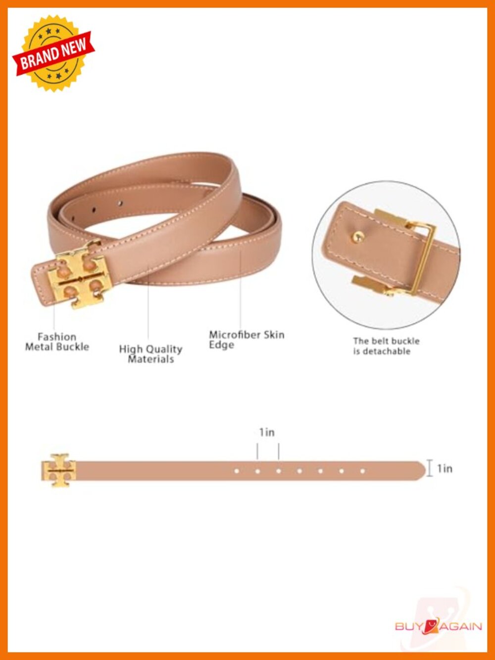 Luxury PU Leather Belt for Women - Classic Design Belt for Jeans and Dresses - Picture 4 of 6